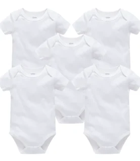 Kavkas 3PCS 5PCS Baby Boys Girls Clothes Solid White Short Sleeve Cotton Baby Bodysuits body bebe 0-24 months Newborn Jumpsuit