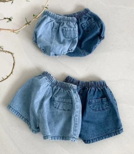 Adorable Baby Boys Shorts Summer Casual Denim Short Pants for Toddler Girls Pockets Design Clothing Children Jeans Pants 0-24M