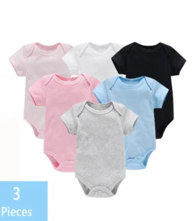 3PCS/Lot Baby Clothes Boy/Girl Baby Bodysuit Summer Clothes Solid Color Romper Soft Cotton Jumpsuit For Newborns Clothing 2021