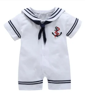 Newborn Baby Boy Clothes Playsuit Sailor Navy Romper Short Sleeve Jumpsuit Costumes Clothes Summer Outfits Newborn Baby Clothes