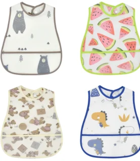 2023New Cartoon Pattern EVA Waterproof Pocket Lunch Feeding Bibs Adjustable Baby Bibs Cute Children Baby Apron Kids Burp Cloths