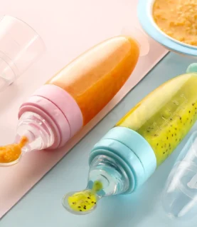 90ML Safe Newborn Baby Feeding Bottle Toddler Silicone Squeeze Feeding Spoon Milk Bottle Training Feeder Food Supplement Tools