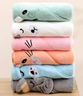 Cute Bath Towel for Baby Soft Absorbent Towel Newborn Swaddle Wrap Baby Blankets for Girls Boys