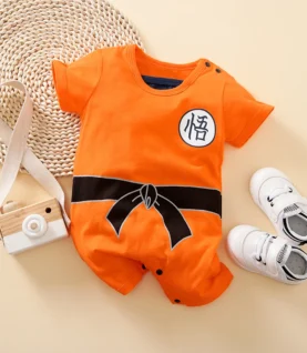 0-18 Baby Jumpsuit Anime Style Handsome Role-Playing Cotton Comfortable And Soft Summer Round Neck Short Sleeved Newborn Clothes