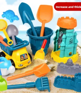 Children's Beach Toy Set, ATV, Sand Digging and Water Toy, Beach Bucket, Hourglass, Shovel, Beach Sand Play Tool Random Colors