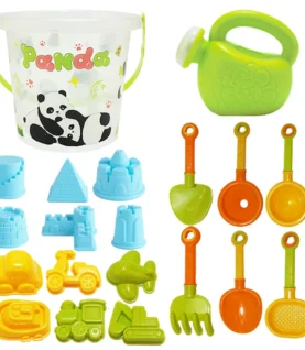20Pcs Panda Style Beach Toys Set Summer Outdoor Games Sand Play Plastic Bucket Watering Bottle Shovels Kids Beach Water Game Toy