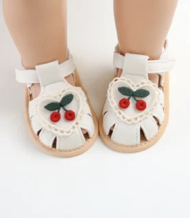 Baby girl sandals summer cherry cloth sole shoes newborn baby shoes first walking shoes