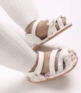 Lovely Summer Baby Infant Girl Sandals Princess PU Flat Anti-Slip Rubber Sole Light Weight Newborn Girl Toddler Crib Shoes