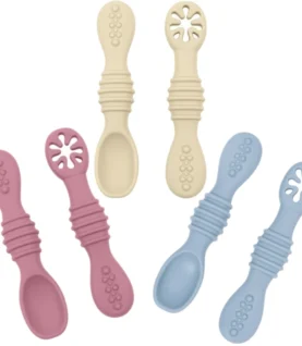 2PCS Baby Spoon Fork Set Soft Silicone Sticky Spoon Children Cutlery Training Spoon Kids Feeding Tableware Kitchen Accessories